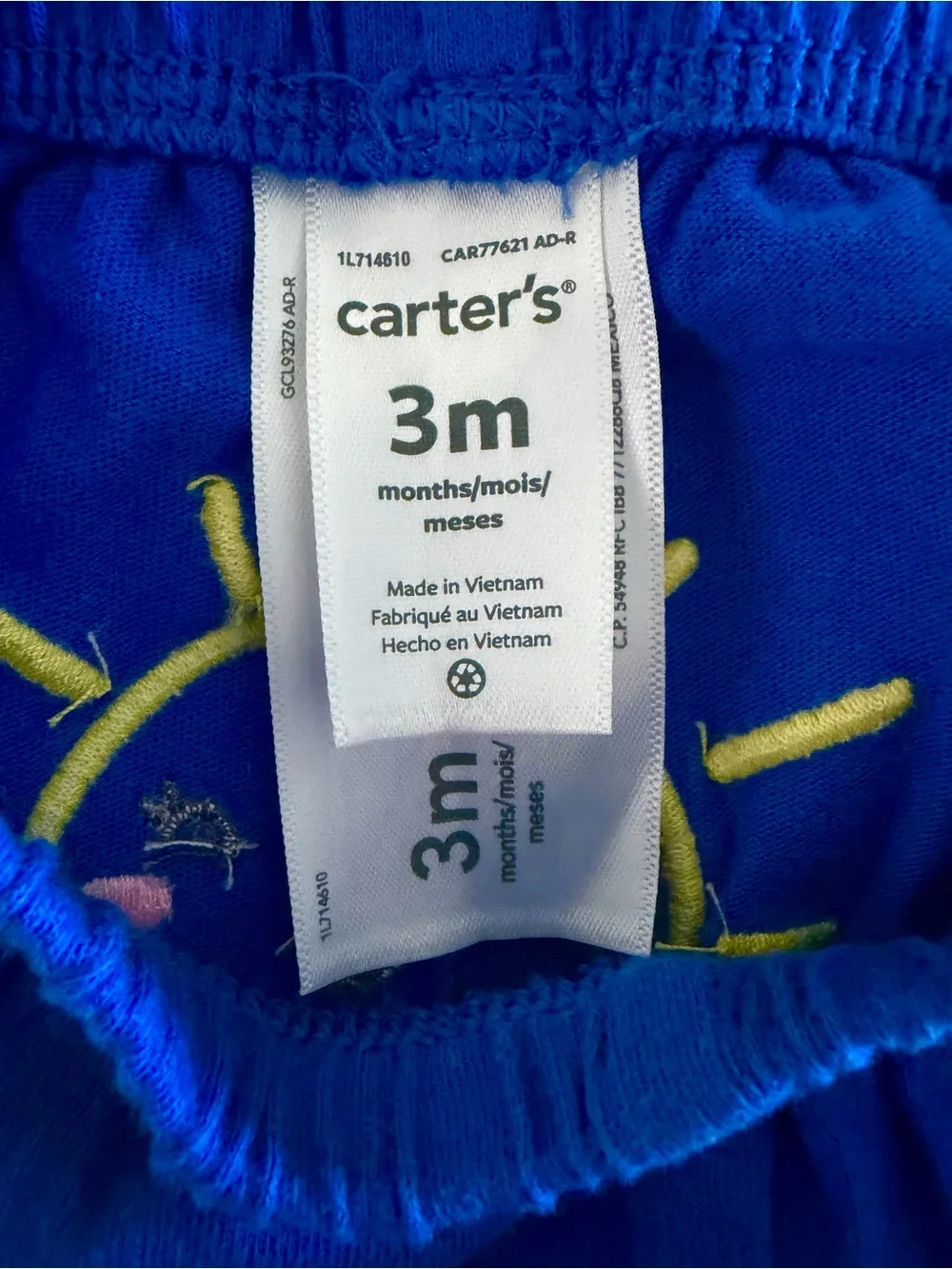 Carter's Royal Blue Bloomers with Yellow Sun Applique